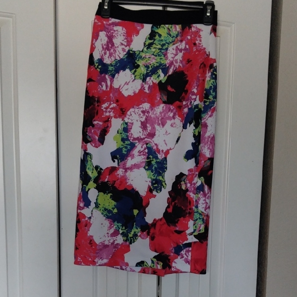 Milly Women's Skirt with Bold Pink and Green Abstract Print